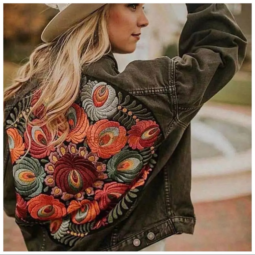 The Errin Embroidery Distressed Denim Jacket - Picture 2 of 6